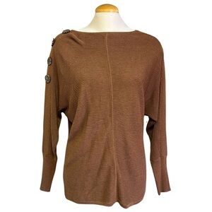 Rust Orange Melanie Lyne Women's Small Sweater with Button Detail Shoulder